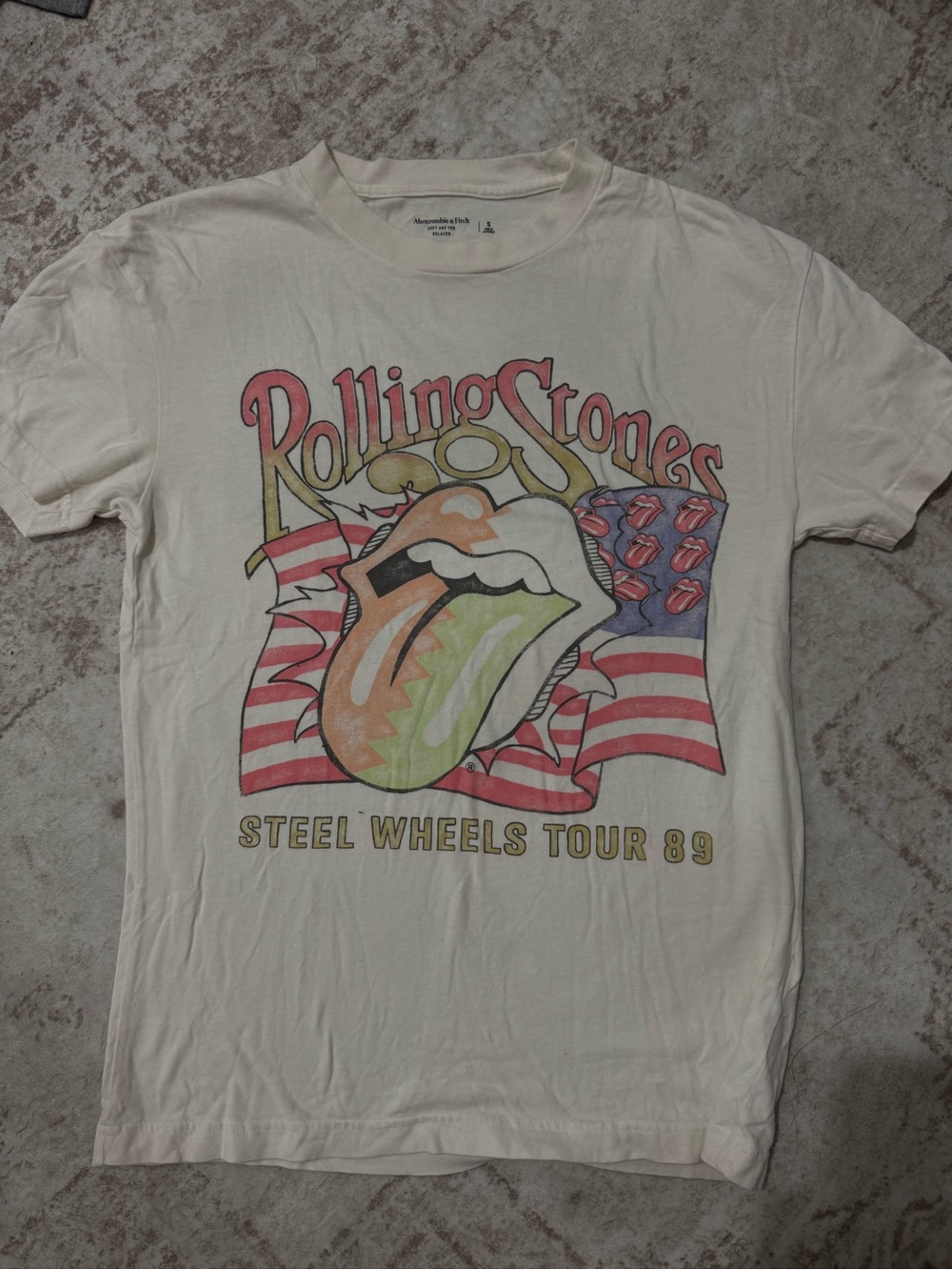 Abercrombie & Fitch Cream Rolling Stones Steel Wheels Tour 89 Graphic Tee